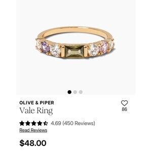 Olive & Piper Vale Ring Size 7 Gold Multicolor Crystal Band w Box Pouch